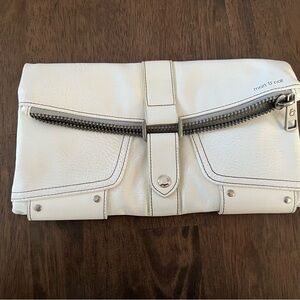 Matt & Nat White Clutch with Zipper Accent
